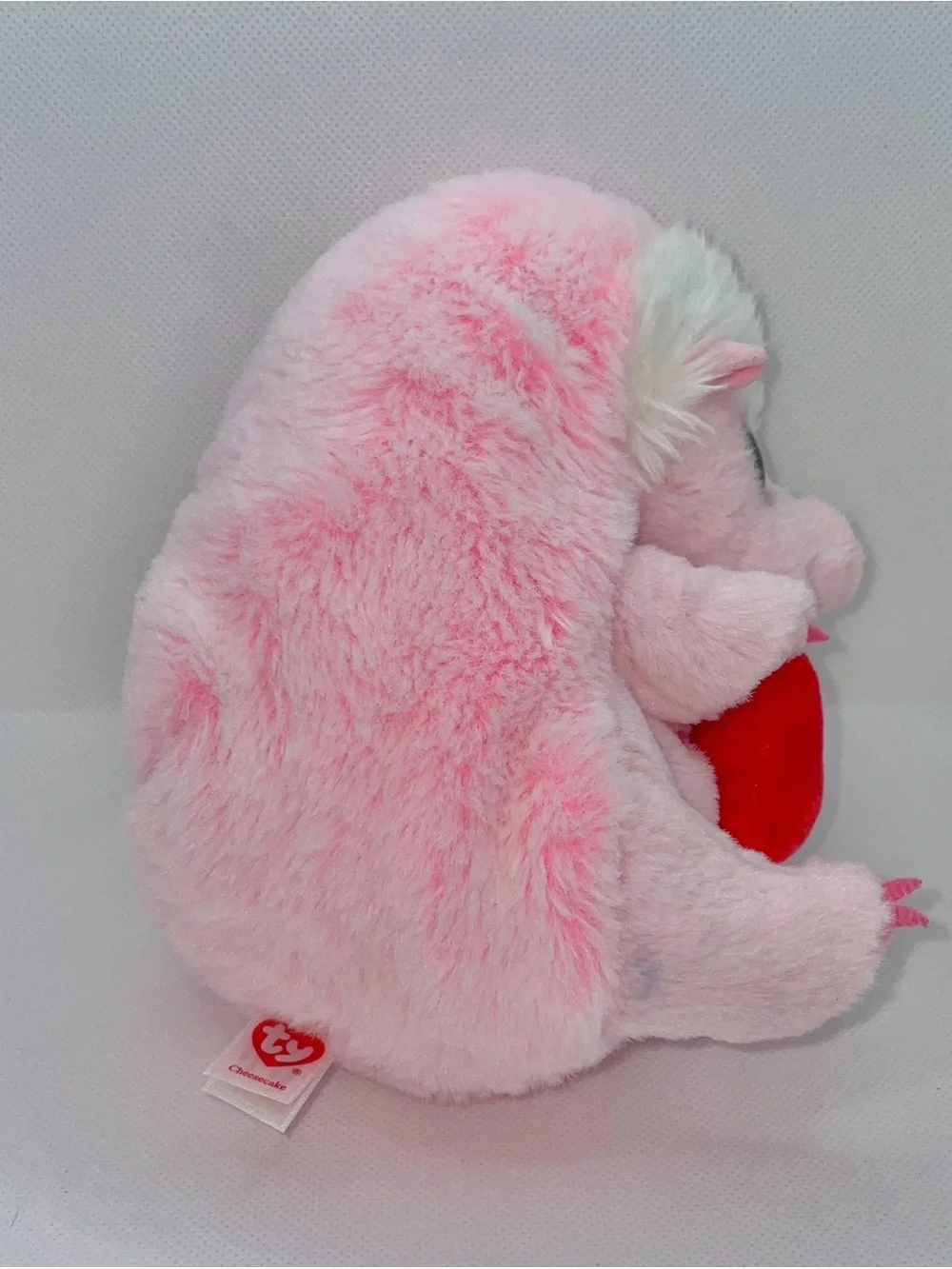 Ty Beanie Boos Cheesecake Pink Hedgehog Plush Stuffed Animal Holding Heart Sz 6”